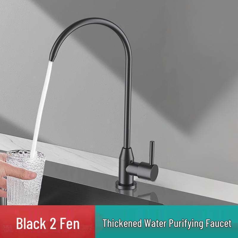 1/2 Inch Gooseneck Kitchen Faucet with Water Purifier - 304 Stainless Steel, Single Cold