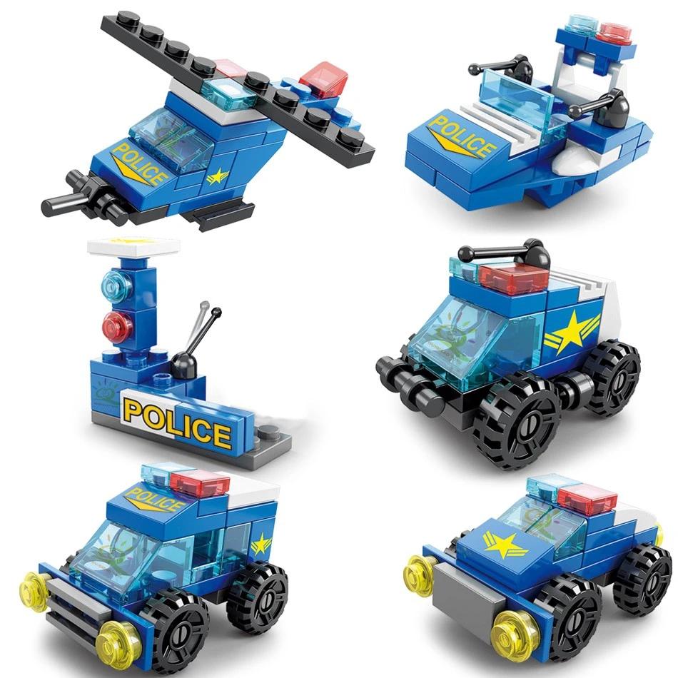 147 STÜCKE 6 IN 1 City Police Serie Automodell Kleine Partikel Bausteine Zusammenbauen Kinder Bausteine Puzzle Spielzeug Geschenk