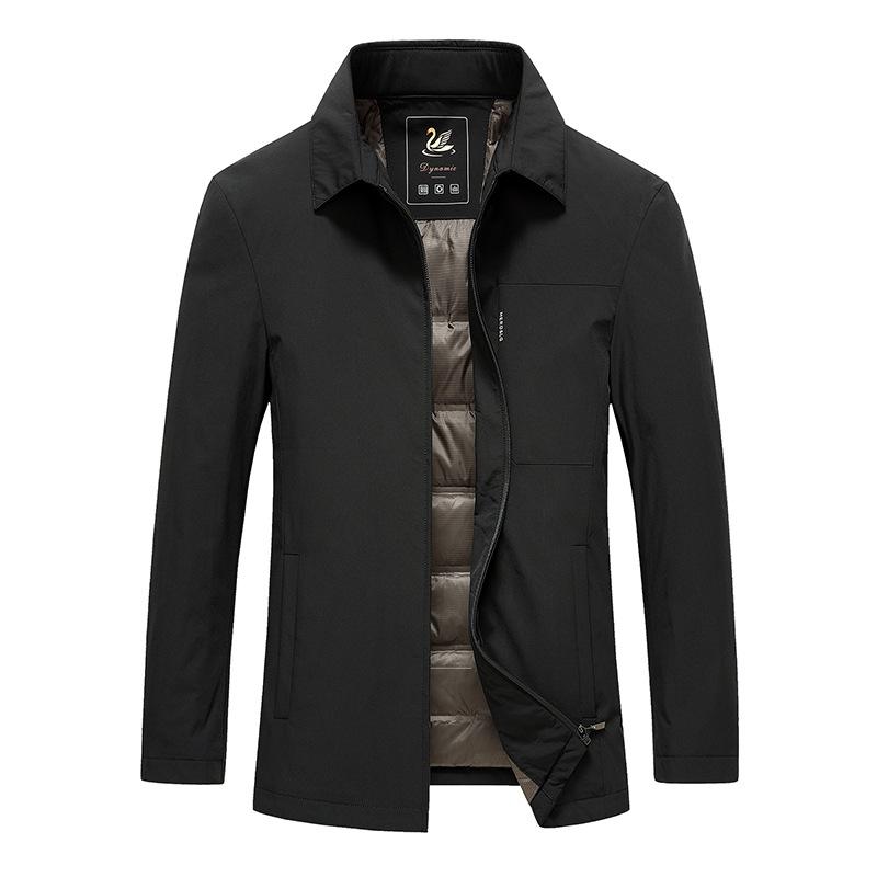 2026 Autumn/Winter Men's High-End Patchwork Goose Down Jacket - Warm Lapel Coat