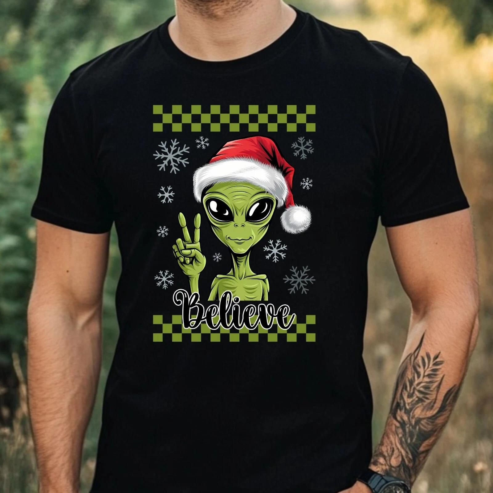 T-Shirt Herren Weihnachts Alien Motiv Baumwolle Größe XS bis 5XL M