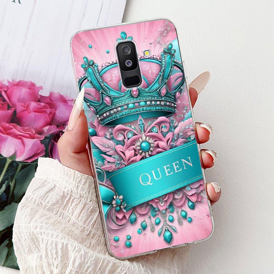 For Samsung Galaxy A6 Plus 2018 Phone Case On Samsung A6+ (2018) A6 A600F A605G Elegant Floral Cat Soft Silicone Clear TPU Cases