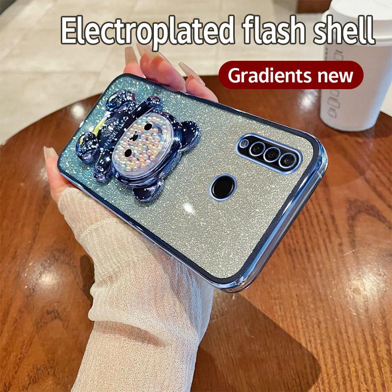 Candy Bear Stand Glitter Phone Case For Huawei Y8S Y9S Y6P Y7A Y7 Y9 Prime Y9 P Smart Z Plus 2019 2021 P40 P30 Lite Soft Cover