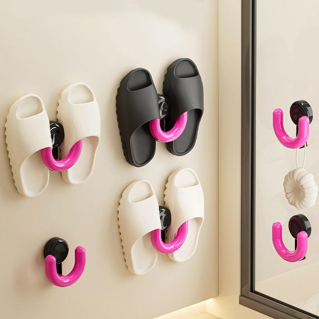 Suction Cup Wall Mounted Slipper Rack No Drilling Required Bathroom Wall Hanging Drain Hook Shoe Hanger Organizers Rack