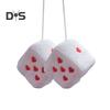 Car Rearview Mirror Pair Fuzzy Plush Dice Retro Square Embroidery Heart Shape Decoration Hanging Dice Car Accessories
