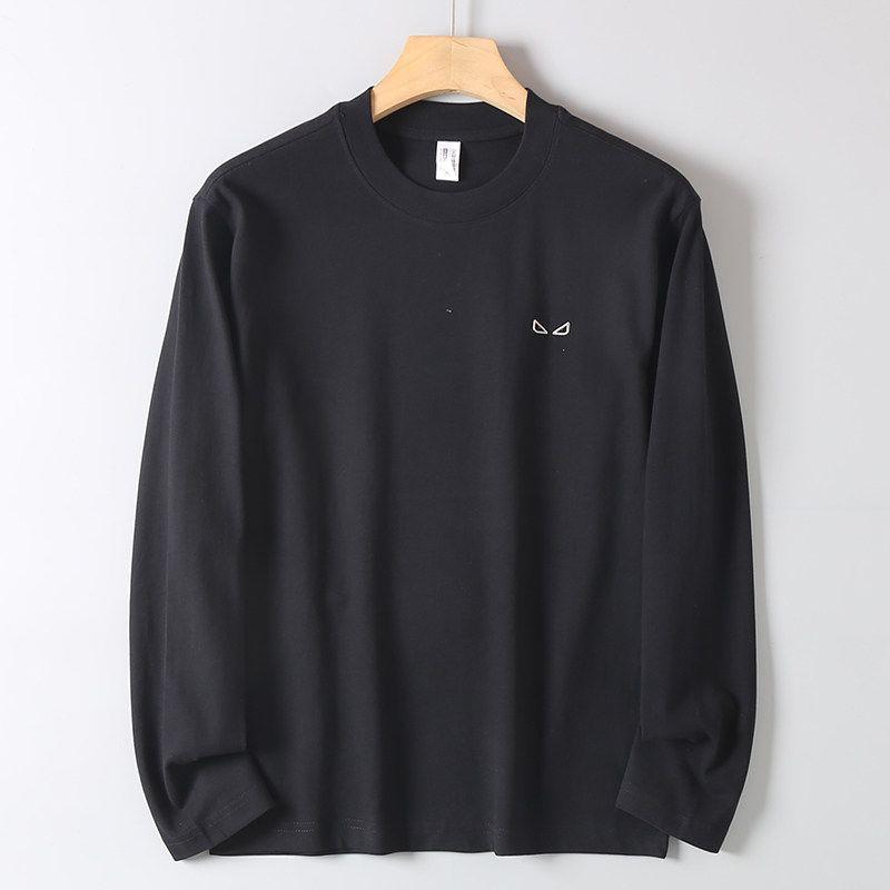 Export Basic round Neck for Export Tail Goods Casual Long Sleeve T-shirt Loose Youth All-Matching Comfortable Cotton Base Shirt Men