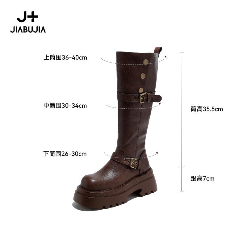 

Single Li Boots Women s 2025 Autumn and Winter New British Style Boots Retro Thick Heel Platform Knight Boots 40