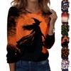 Womens Halloween Pullover Sweatshirt Long Sleeve Crewneck Top Casual Printed Blouse Lightweight Comfortable Fit