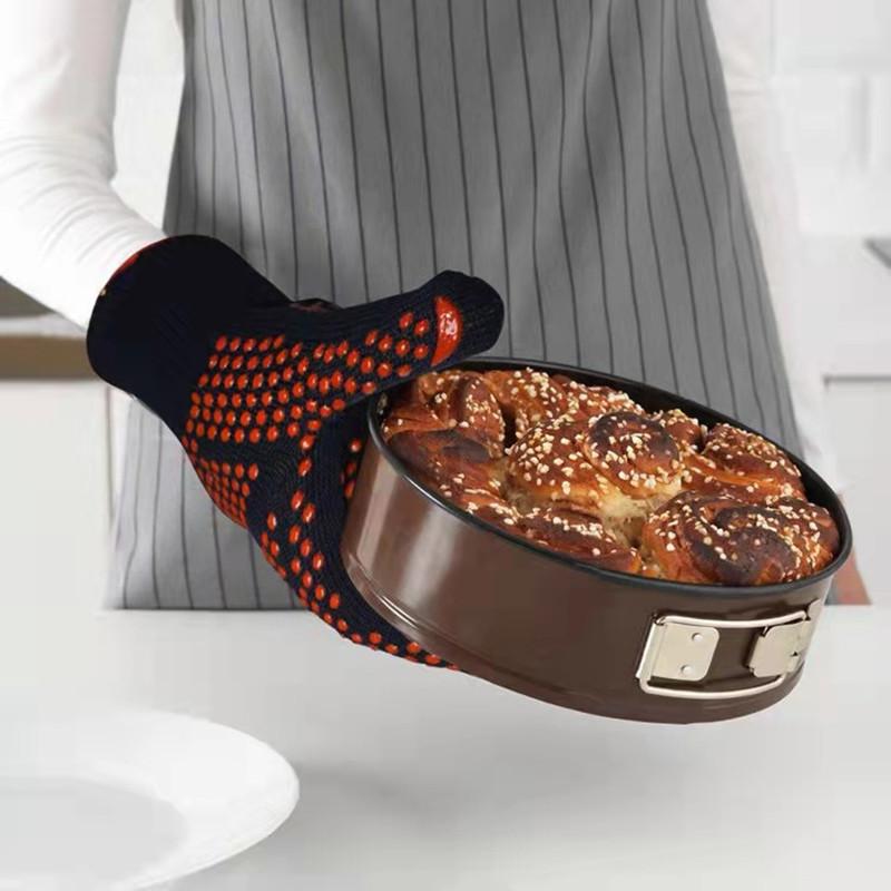 Guantes de barbacoa engrosados, guantes para horno de alta temperatura, resistentes al fuego de 500 a 800 grados, guantes para barbacoa con aislamiento térmico para microondas