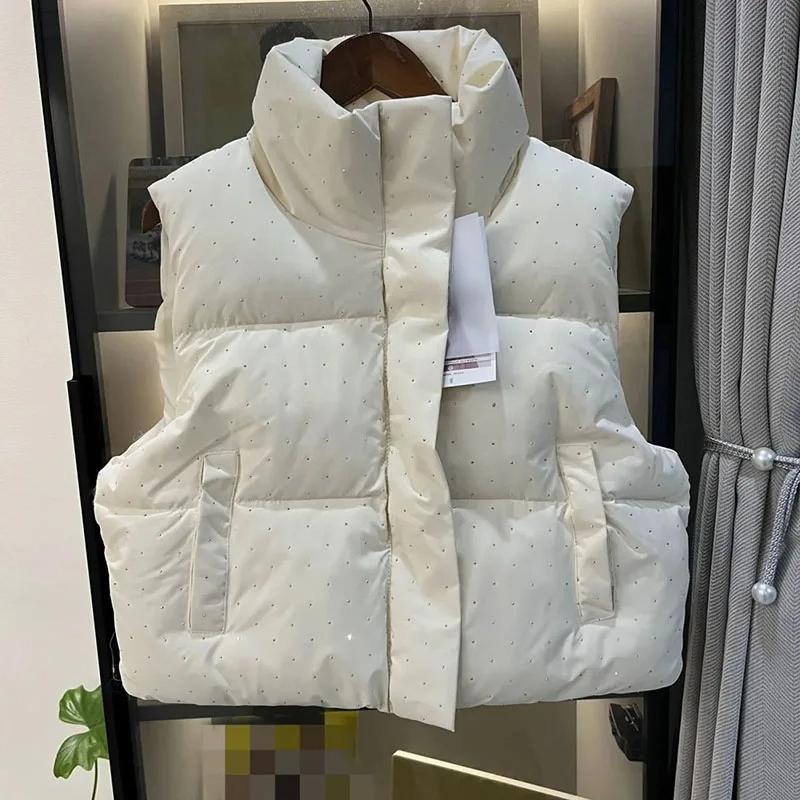 Autumn Winter Short Cotton-Padded Vest Jacket Women Stand Collar Zipper Pocket Thick Warm Vest Coat Female Casual Ladies Top