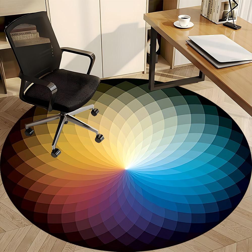 1pc Color Wheel Chair Carpet for Office, Non-slip, Soft and Durable Office Rug for Interior Decoration, Perfect for Office yy260313028
