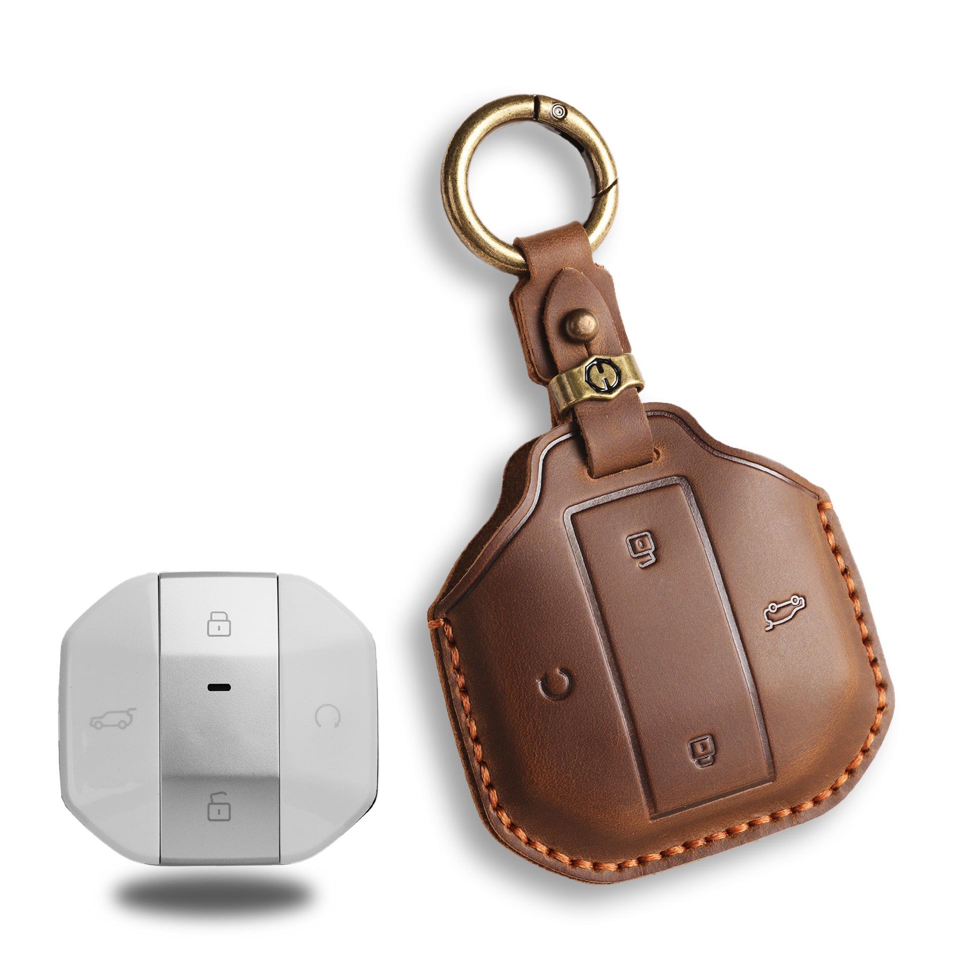 

Car Key Cover Is Suitable For Jietu Traveler Key Bag 24/25 Chery Leather Car Buckle. коричневый