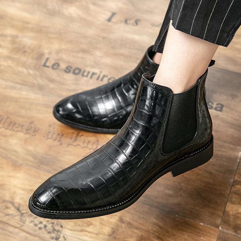 Autumn and winter men's shoes trendy Chelsea boots high-top large-size leather boots short boots trendy cowboy boots