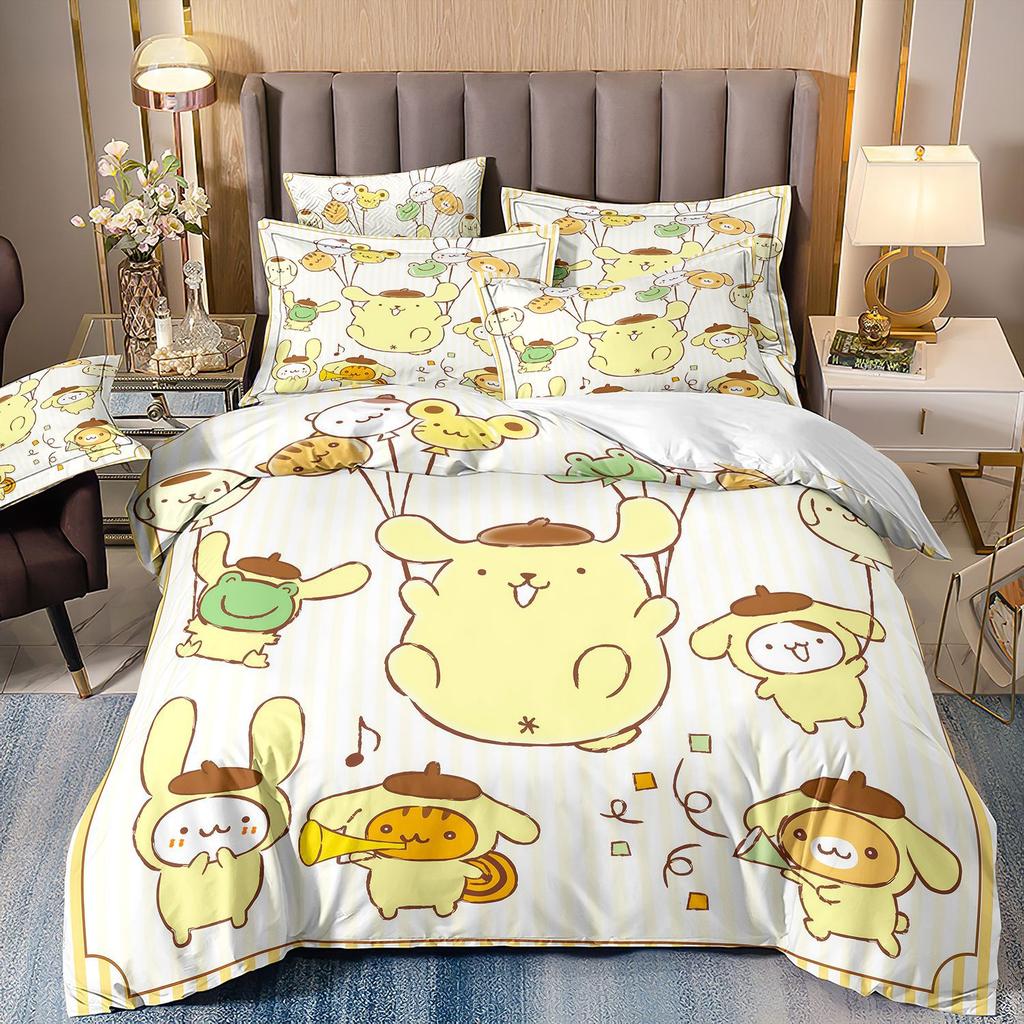 3D Digital Printing Cartoon Animation Children'S Bedding Pudding Dog Three-Piece Set