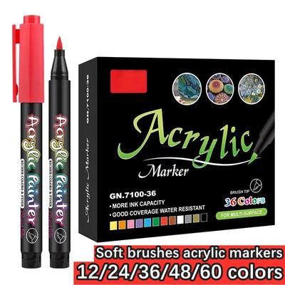 Acryl-Marker, weiche Pinsel mit ultrafeinen Spitzen und Pinselmarkern für Steinmalerei, Stein, Holz, Keramik, Weihnachtsdekoration