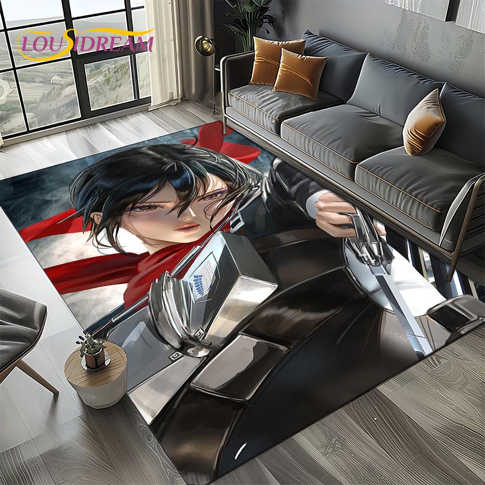 Attack on Titan Eren Anime Cartoon Carpet Rug for Bedroom Living Room Home Sofa Decoration,kids Play Decor Floor Mat Gift
