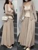 Women's High-End Retro Ice Silk Midi Skirt - Cotton, Linen, Slimming Fit, Large Hem, Floor-Length, Spring/Summer 2026