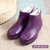 New fashionable low-top short rain boots rain shoes non-slip water shoes waterproof women's thermal velvet rubber shoes