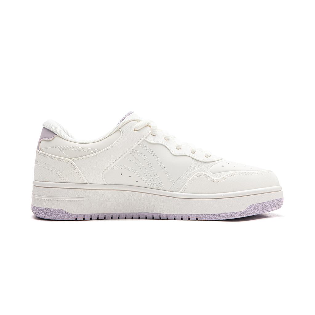 Li Ning Tianji Slip Resistant, Abrasion Resistant, Height Increasing Low Top Skateboard Shoes Women's White Purple AGCW066-4