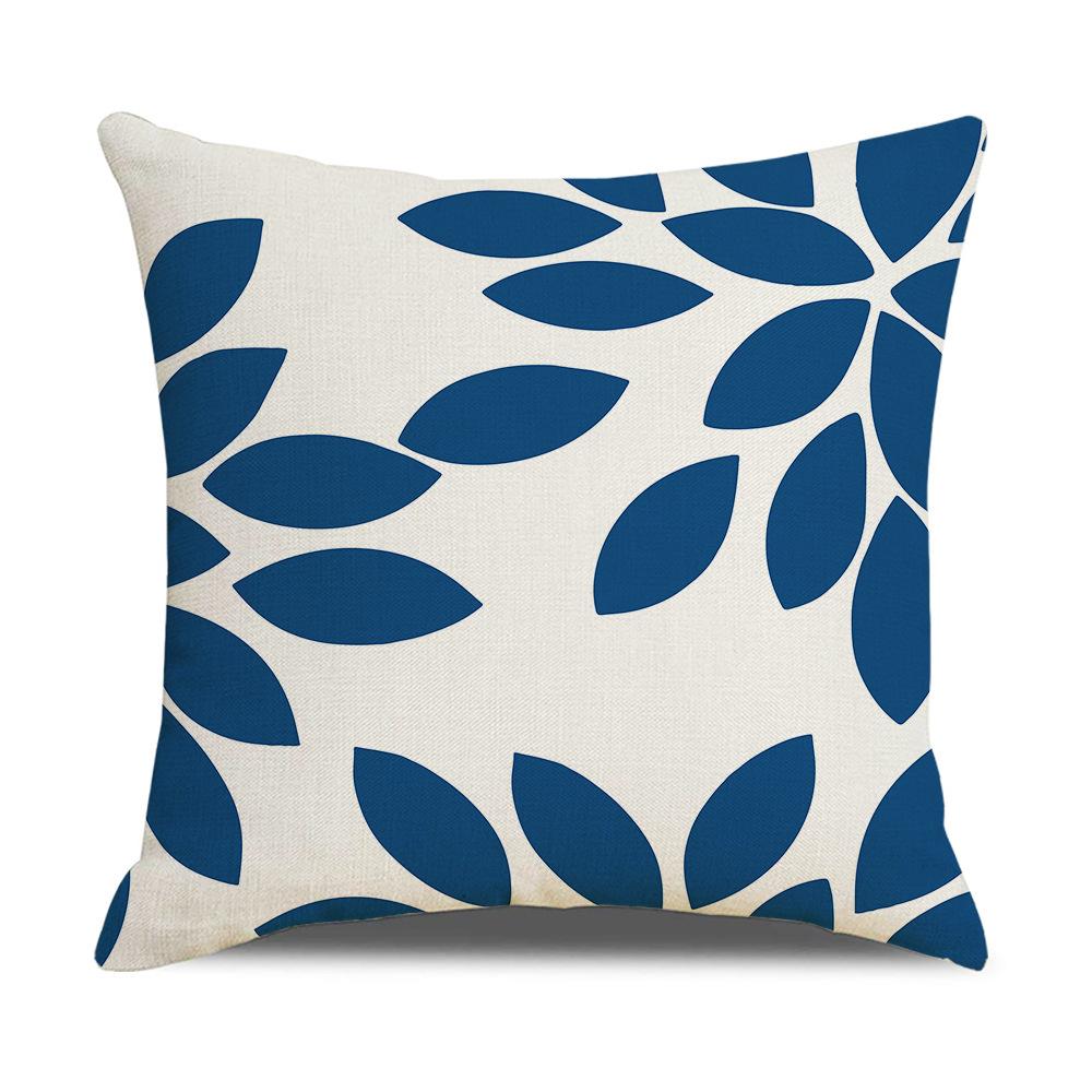 Nordic Simple Pillow Ins Blue Geometric Linen Cotton and Linen Sofa Car Polyester and Linen Pillow Cushion Cover