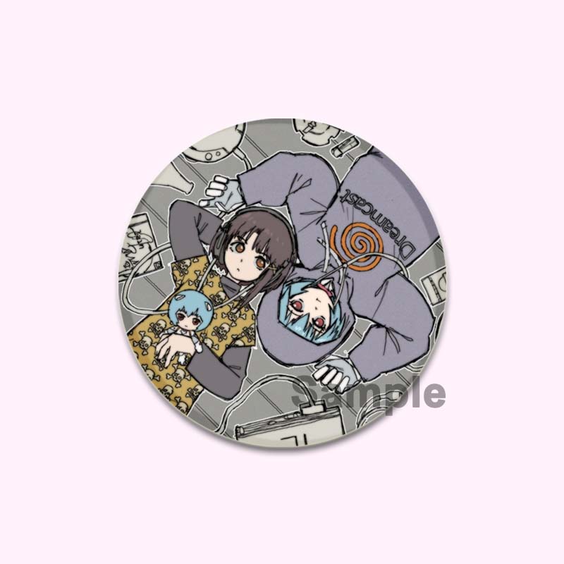 Anime Serial Experiments Lain 32/44/58mm Simple Button Pin Snap In Design Cartoon Brooches Daily Stylish Ornament Handmade Badge