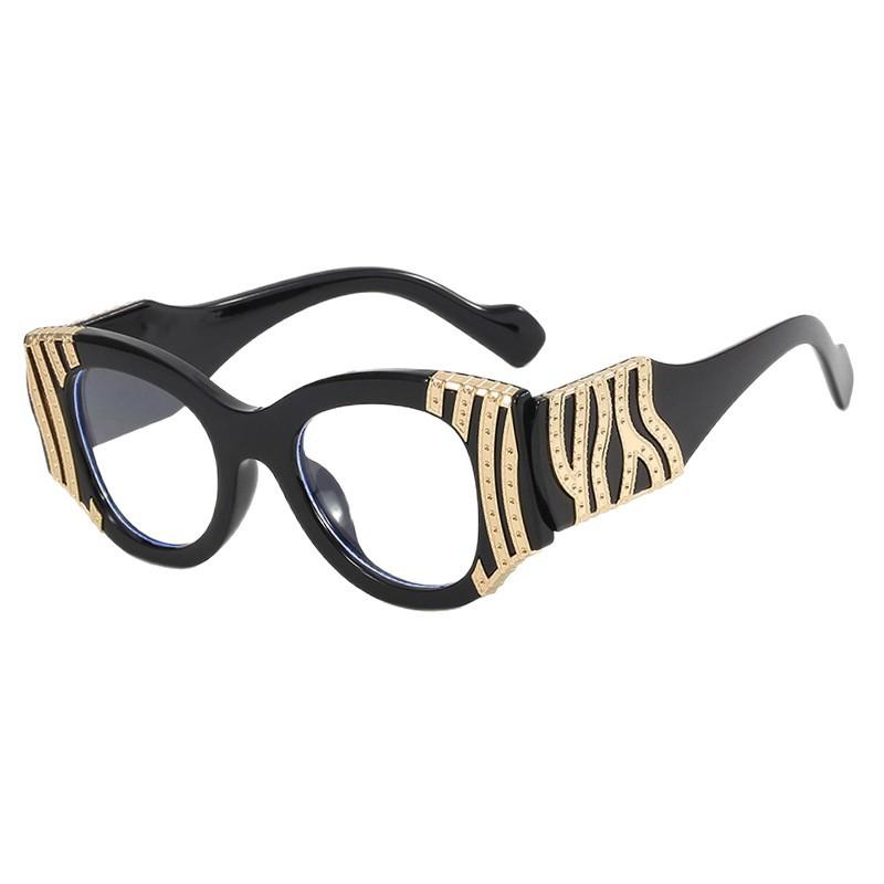 Personalized Heavy Metal Decorative Flat Mirror Anti-Blue Women'S Glasses Frame Catwalk Versatile Gorgeous Glasses Frame