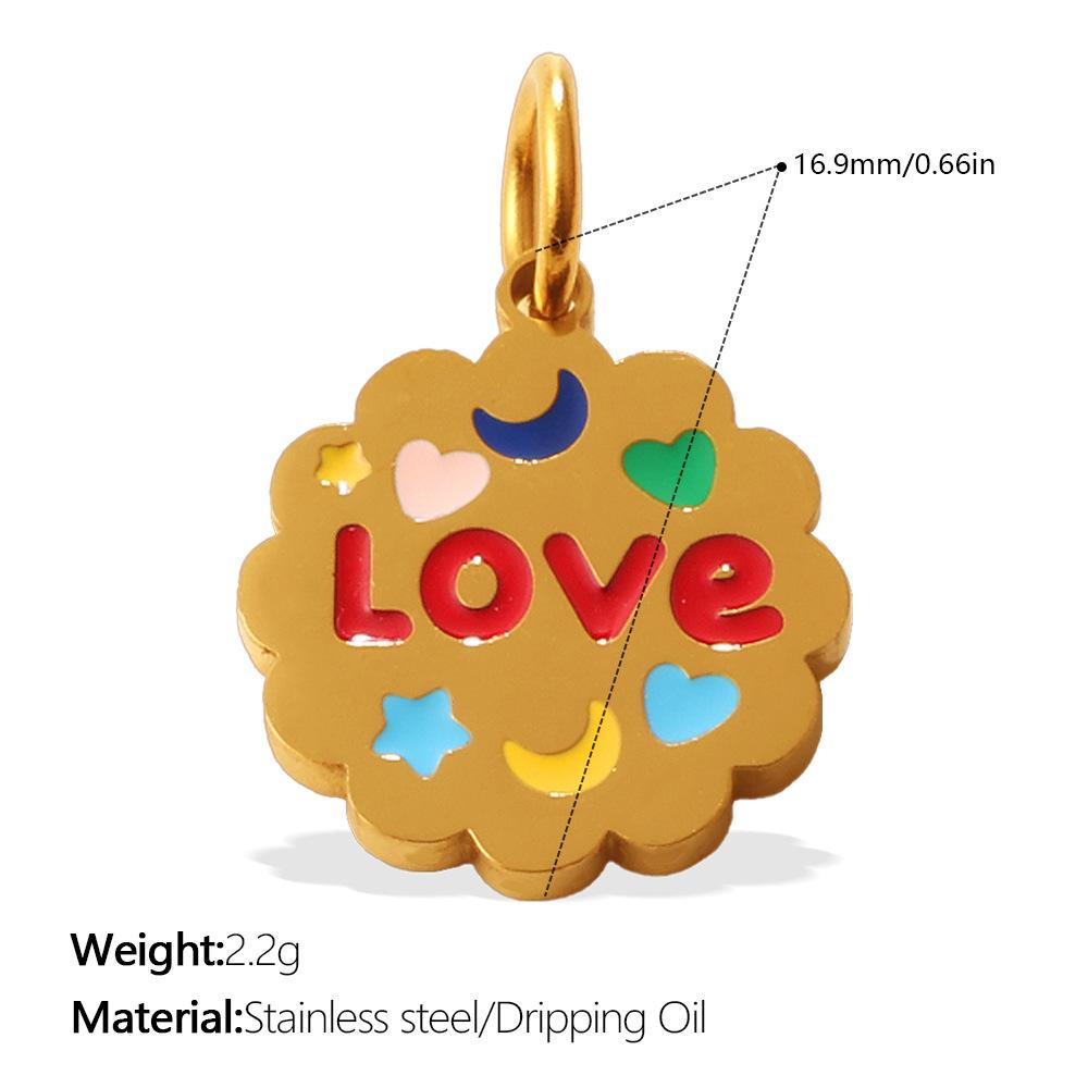 Cute Colorful Oil Dripping Small Pendant Multi-Style Cartoon Pendant Rainbow Smiley Face Love Diy Jewelry Accessories