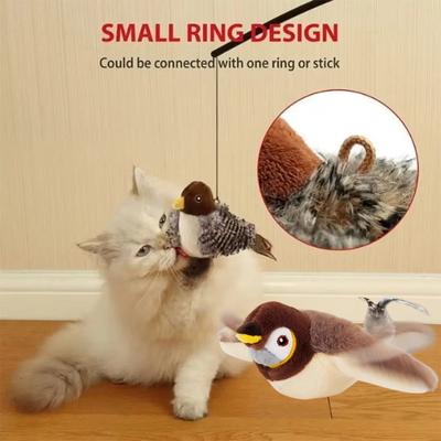Interactive Cat Toy Toys Rechargeable Chiring Flapting Bird Flyingless Indoor Cat Touch Activated Plush Toy with Fun Cat Stick Toy