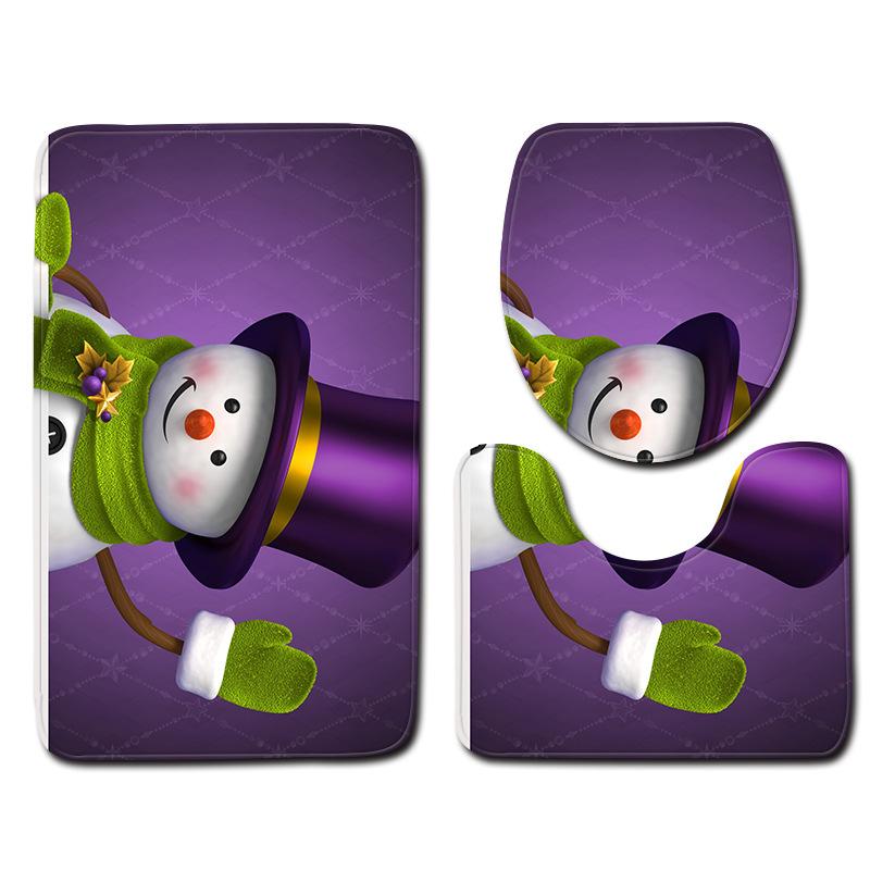 3D Schneemann Badezimmer Toilette Dreiteiliger Bodenmatten Türvorleger Badezimmerteppich