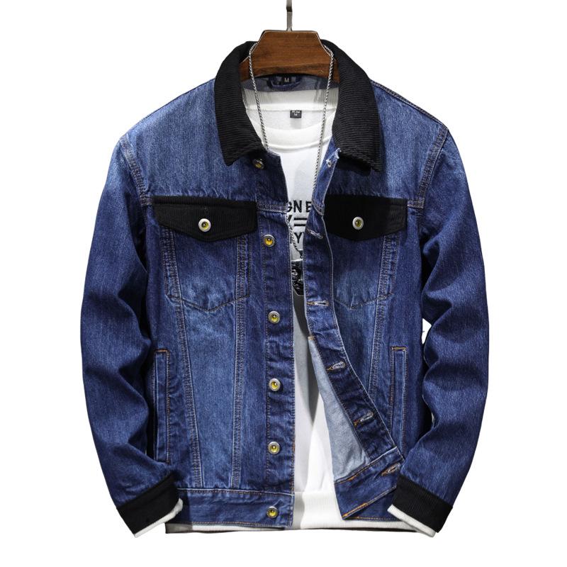 2024 Autumn/Winter Men's Corduroy Patchwork Denim Jacket - Trendy, Loose-Fit American Streetwear Style