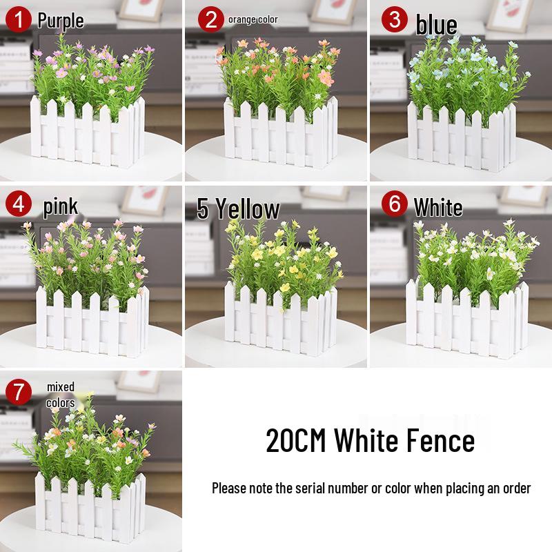 

Шовковий горщик для квітів з дерев яною огорожею: Декоративний бонсай для вітальні або офісу.