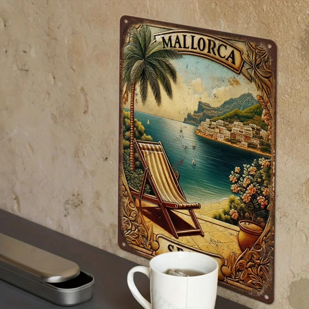 Captivating Vintage Mallorca Island Design, Aluminum Wall Artwork, Perfect for Garage, Cafes, Clubs, A Holiday Present Gem.