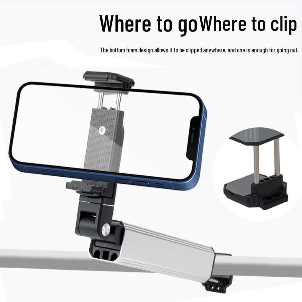 Foldable Magnetic Phone Holder & Tripod with Aluminum Carabiner for Live Streaming & Travel