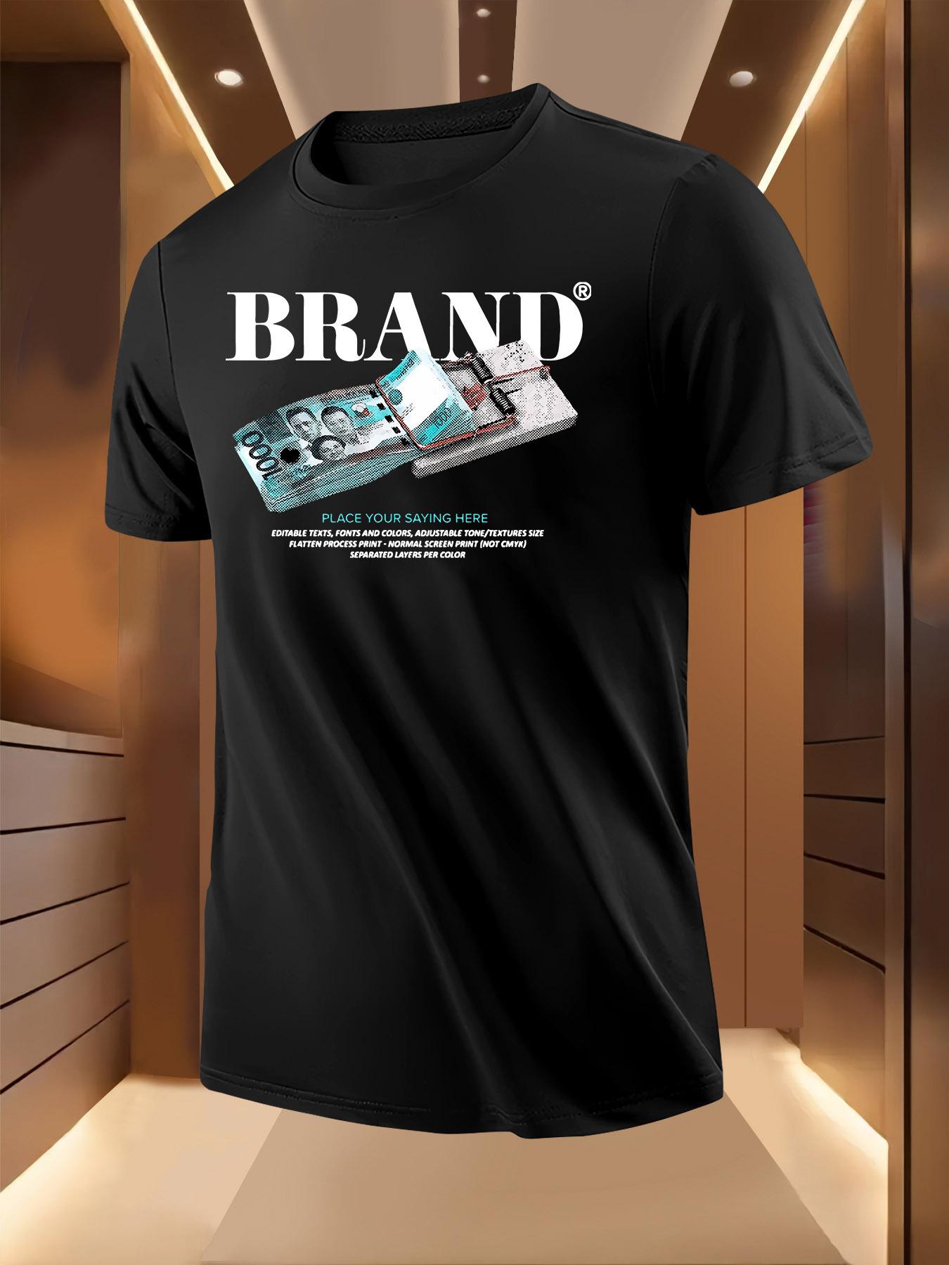 Summer Tshirt with Bold Wallet Print - Light Yellow XXXL