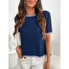 Summer Women's Pullover Short Sleeved Round Neck Short Sleeved Striped Knitted Sweater Shirt
