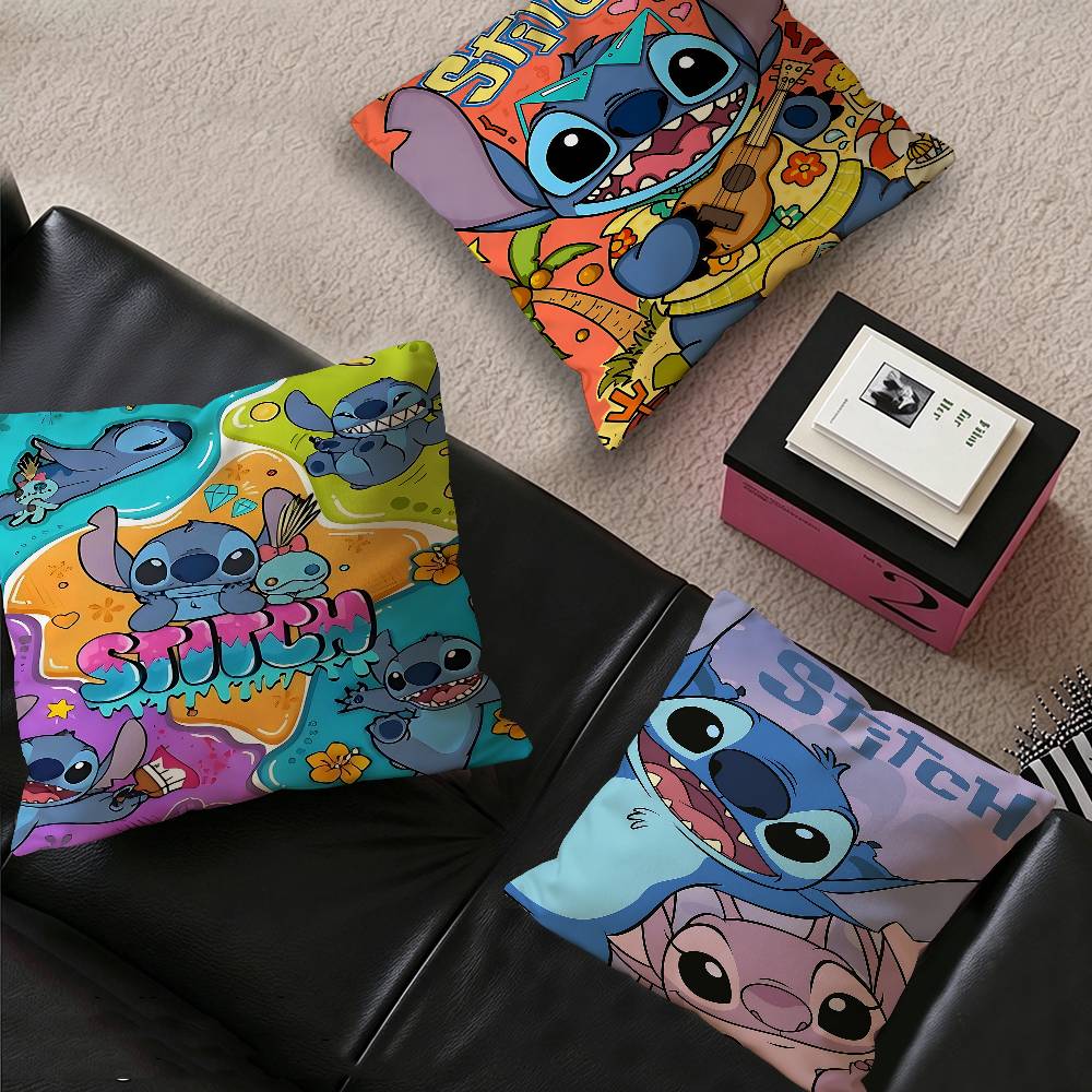 Cute Hello Sstitch Office Cushion Pillowcase Car Cushion CoverXCM Lumbar Pillowcase Sofa Pillowcover