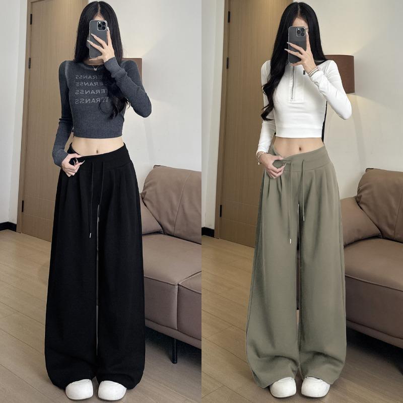 Lazy low-rise sweatpants women's autumn new loose casual small thin wide-leg pants