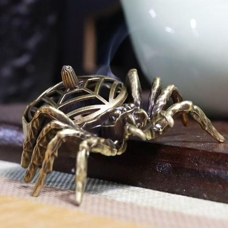 Spider Shaped Incense Holder Buddhist Utensils Creative Buddha Incense Holder Copper Office Desktop Decorations Home Decoration