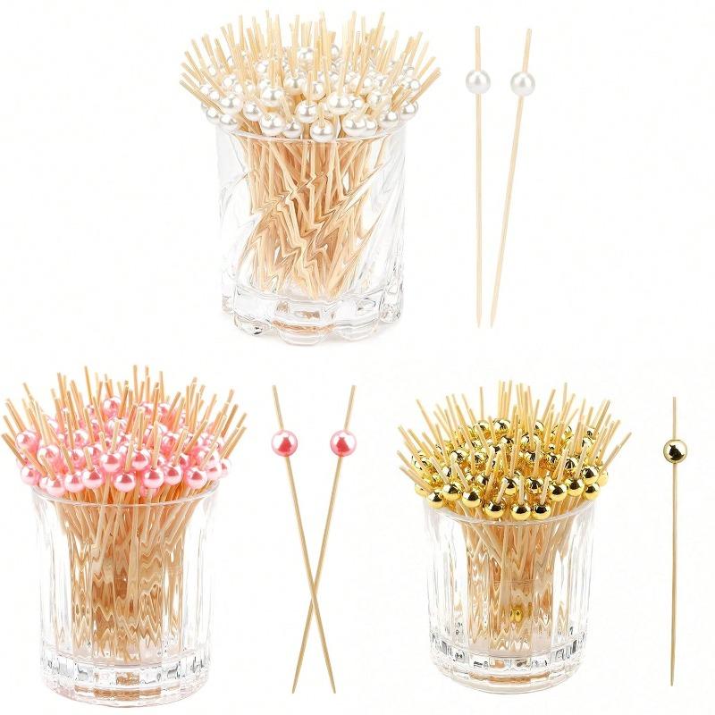 Fruit Skewers, Bamboo Sticks, Flower Picks, Fruit Kabobs, Creative Art Toothpicks, Cocktail Decorated Bamboo Sticks, Cake & Burger Art Forks