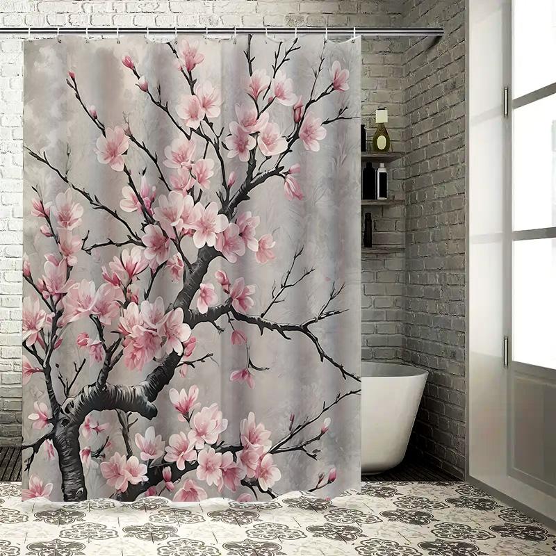 

Beautiful Blossom Peach Flower Shower Curtain For Home Decor - Elegant And Artistic Design For Bathroom Waterproof Durable W60H190(CM)-1 Pcs