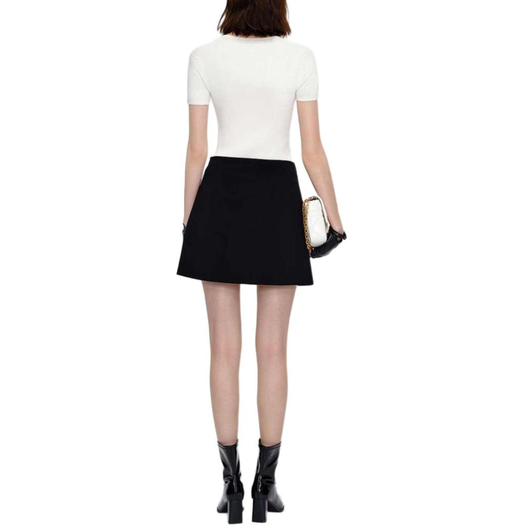 Karl Lagerfeld French Elegant Daily Commuting Dating Outfit Light Luxury Solid Color Round Neck Short Sleeve Knit Top Women Tops Off-white M21L2339