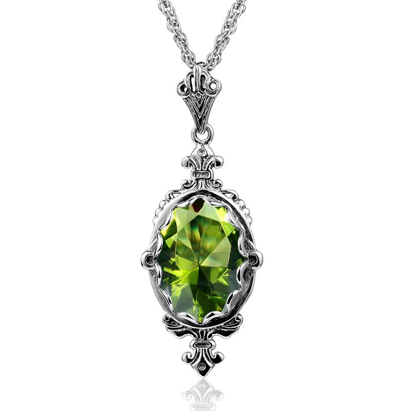 100% Sterling Silver 925 Citrine Necklace Women Luxury 10*14mm 8ct Oval Yellow Stone Pendant Victoria Style Jewelry Gift Female