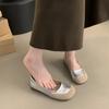 Retro round head shallow mouth single shoes women's spring and autumn new Korean version French evening breeze flat bottom one pedal casual Doudou sh