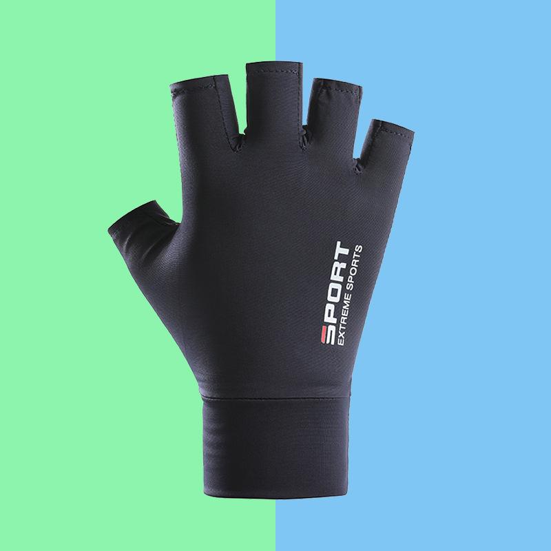 Sunscreen Gloves Driving Fishing Leaking Two Fingers Ice Silk Anti-slip Gloves Breathable Fitness Cycling Express Quick Dry Gloves