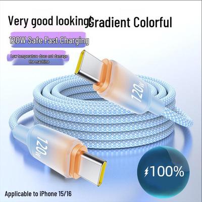 120W Dual Type-C Fast Charging Cable for Apple, Huawei, and MacBook - 6A PD Compatible
