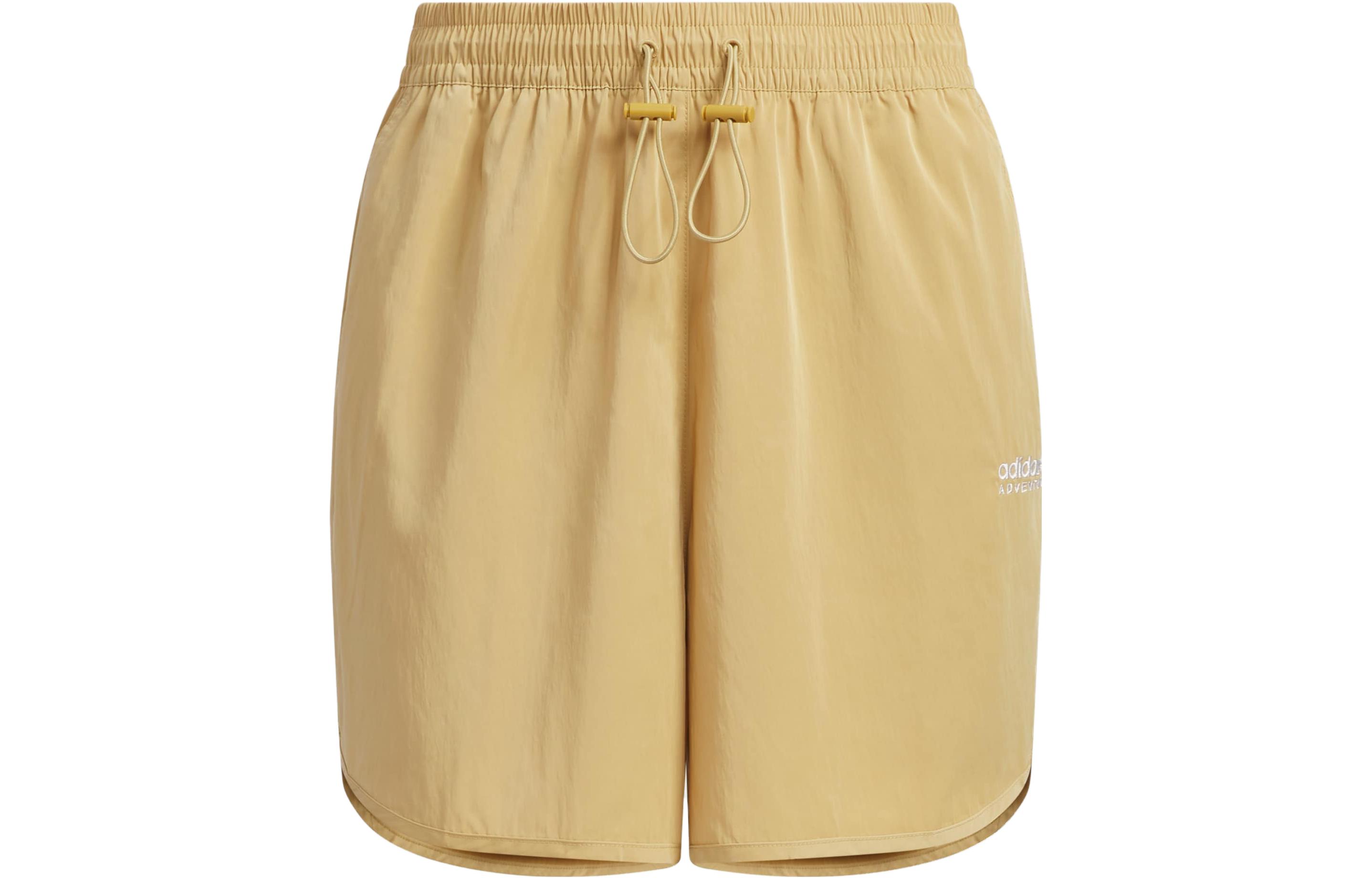 Adidas Originals Sports Shorts Women s Light Gold White Moderate Knitted Shorts IK8603 XS