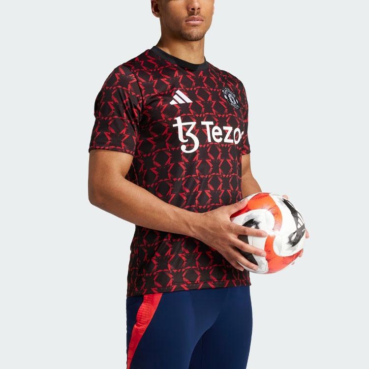 adidas Manchester United Pre-Match Soccer Jersey Asia Sizing 'Black Red' Men's IT1996