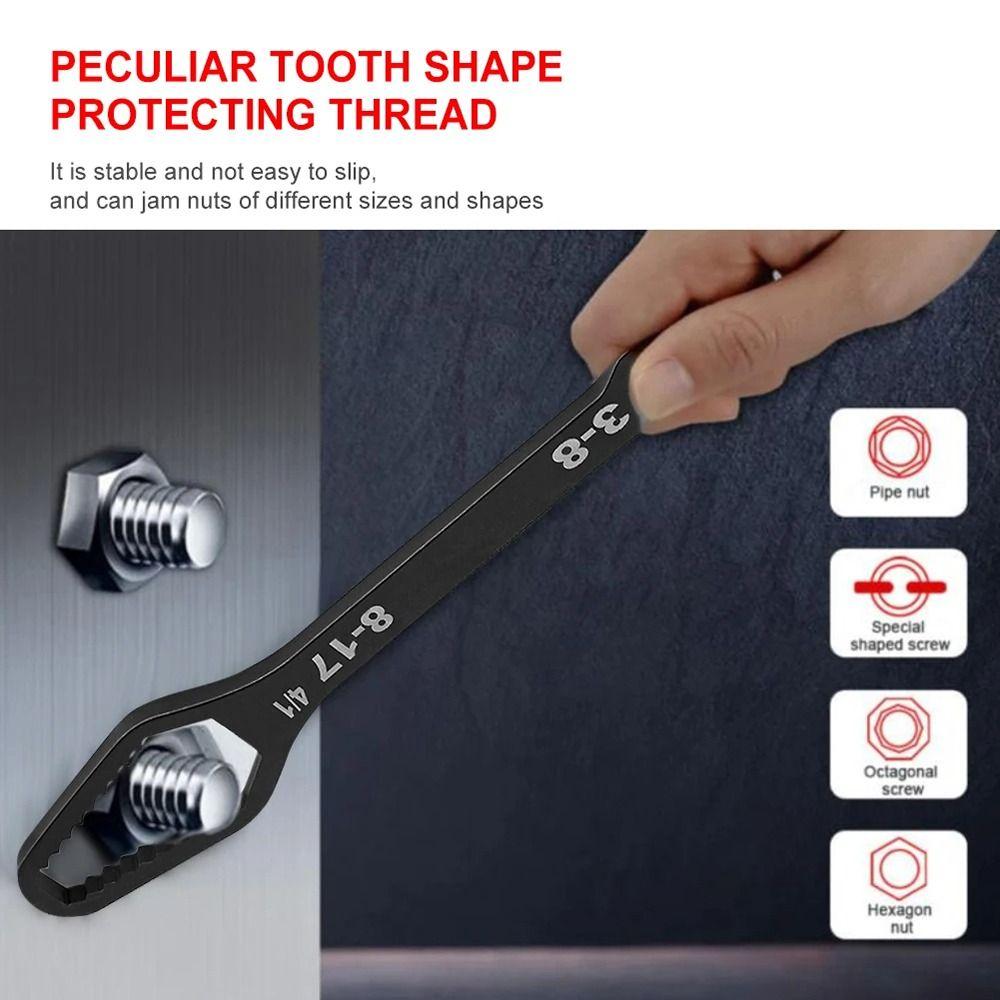 1Pcs Adjustable Double-Head Wrench Thickened Self-tightening Torx Spanner Bicycle Car