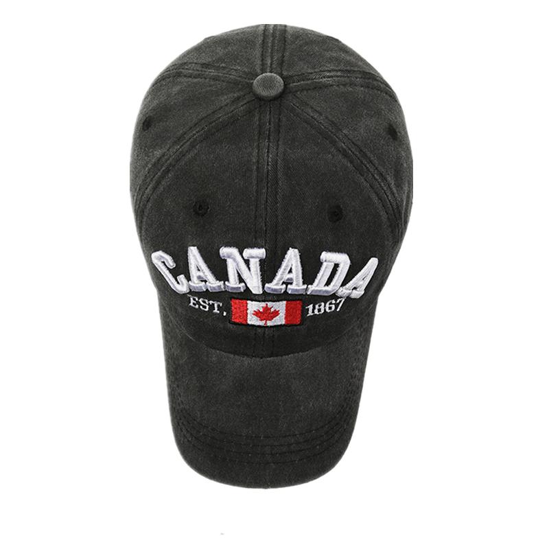 Casquette Vintage en Coton Lavé Unisexe Broderie Lettre CANADA de Haute Qualité Casquette de Baseball Homme et Femme Chapeaux de Sport d'Extérieur