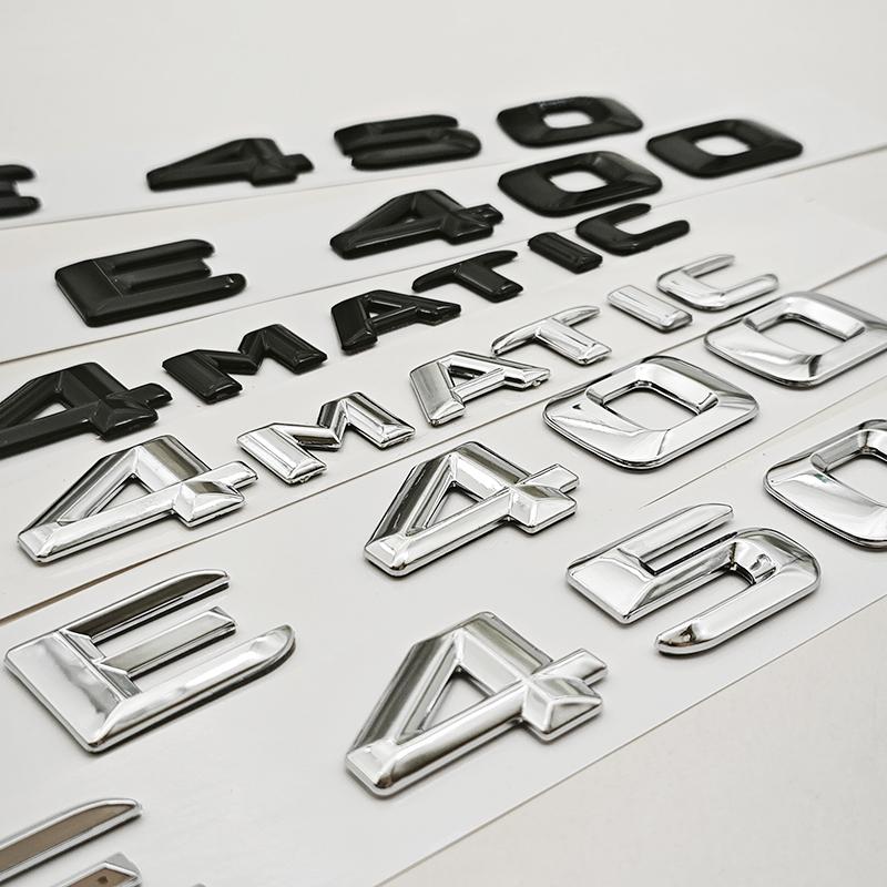 3D ABS Car Letter Logo E400 E450 4MATIC Rear Trunk Sticker Emblem For Mercedes Benz E Class E400 E450 W213 Auto Tail Accessories