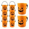 Plastic Pumpkin Candy Buckets with Handles, 10 Pack for Halloween -or- Party Favors